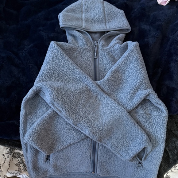 Aritzia Grey Blue Polartec Thermal Pro Full Zip Hoodie - Picture 3 of 4